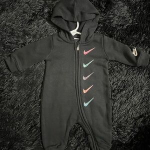 Nike Kids Black Footie with Colorful Swooshes